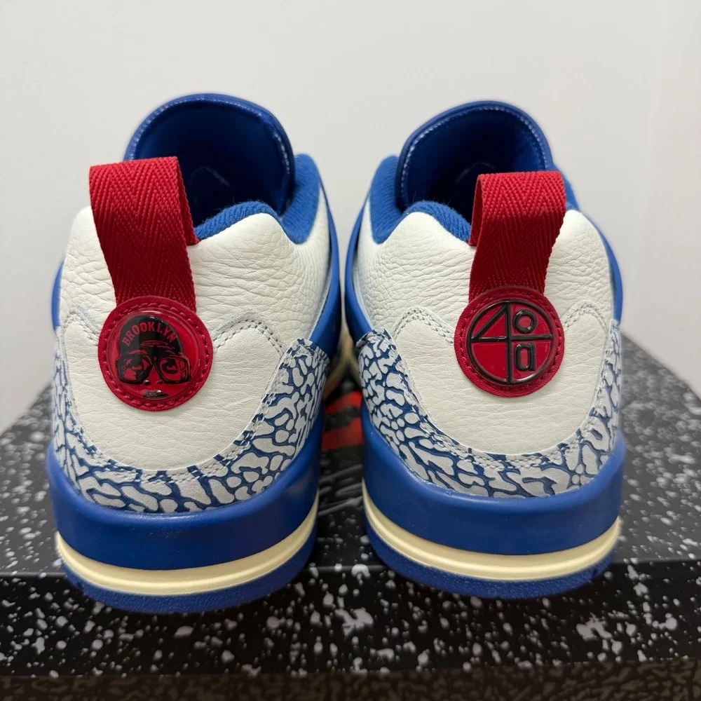 Jordan Spizike Low Mens Sail Storm Blue Elephant Print Sneakers IM2176-133 Sz 12